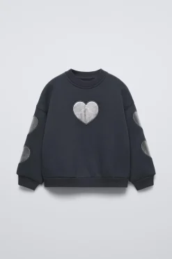 Niños ZARA 1½ - 6 Años·Sudaderas|6 - 18 Meses·Sudaderas<SUDADERA CORAZONES BRILLO
