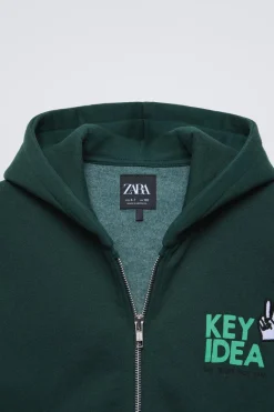 Niños ZARA 6 - 14 Años·Sudaderas<SUDADERA CREMALLERA TEXTO BORDADO