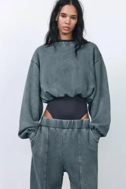 Clearance SUDADERA CROP EFECTO LAVADO Mujer Sudaderas / Joggers