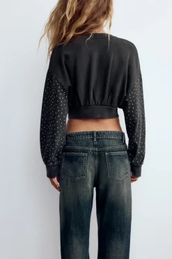 Discount SUDADERA CROP LAVADA JOYAS Mujer Sudaderas / Joggers