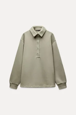 New SUDADERA CUELLO POLO LAVADA Mujer Sudaderas / Joggers