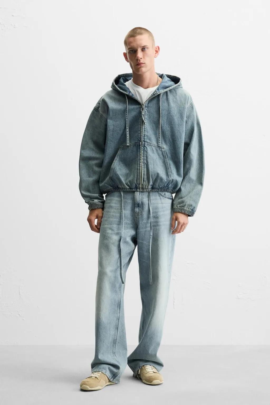 Outlet SUDADERA DENIM CAPUCHA Hombre Sudaderas