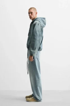 Outlet SUDADERA DENIM CAPUCHA Hombre Sudaderas