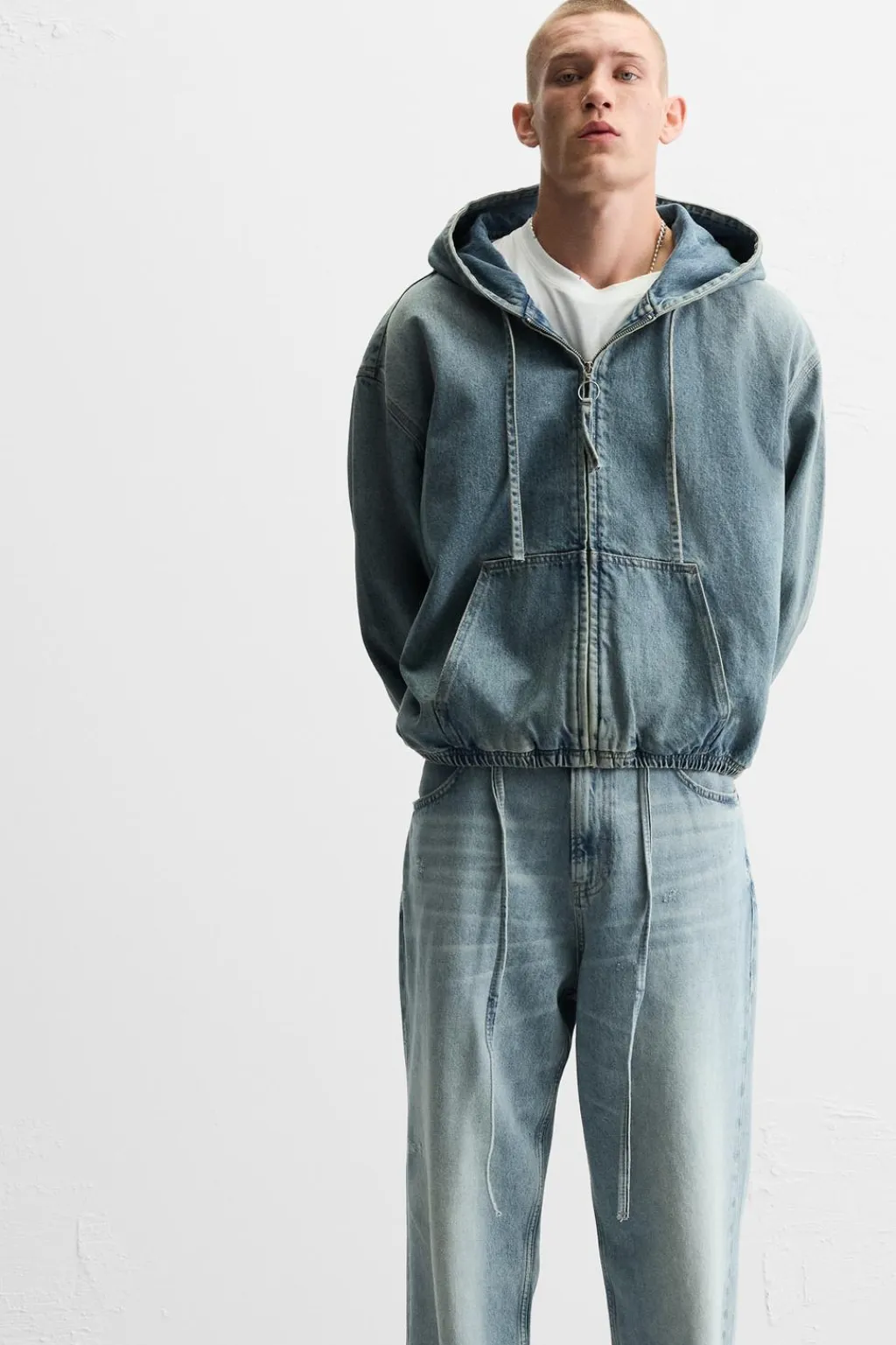 Outlet SUDADERA DENIM CAPUCHA Hombre Sudaderas