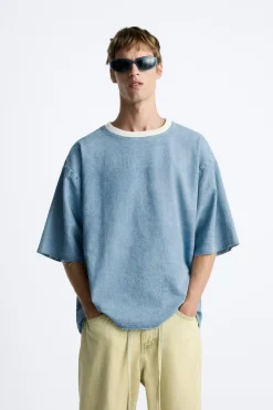 Hot SUDADERA DENIM LAVADO Hombre Camisetas