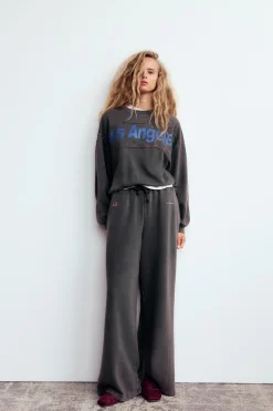 Clearance SUDADERA EFECTO LAVADO TEXTO Mujer Sudaderas / Joggers