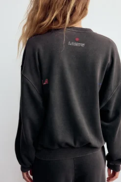 Clearance SUDADERA EFECTO LAVADO TEXTO Mujer Sudaderas / Joggers