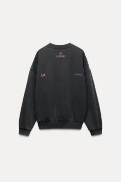 Clearance SUDADERA EFECTO LAVADO TEXTO Mujer Sudaderas / Joggers