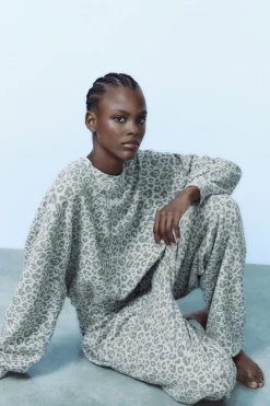 Clearance SUDADERA ESTAMPADO ANIMAL EFECTO LAVADO Mujer Sudaderas / Joggers