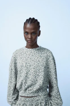 Clearance SUDADERA ESTAMPADO ANIMAL EFECTO LAVADO Mujer Sudaderas / Joggers