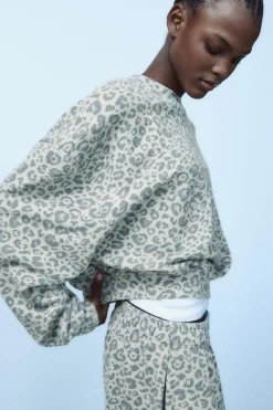 Clearance SUDADERA ESTAMPADO ANIMAL EFECTO LAVADO Mujer Sudaderas / Joggers