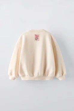 Niños ZARA 1½ - 6 Años·Sudaderas|6 - 18 Meses·Sudaderas<SUDADERA ESTAMPADO APLIQUE FLORES
