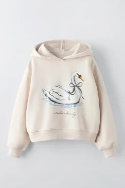 Niños ZARA 6 - 14 Años·Sudaderas<SUDADERA ESTAMPADO CISNE CROP FIT