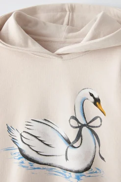 Niños ZARA 6 - 14 Años·Sudaderas<SUDADERA ESTAMPADO CISNE CROP FIT