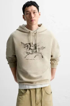 Hot SUDADERA ESTAMPADO LAVADO Hombre Sudaderas