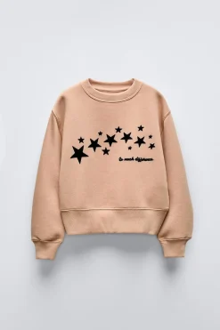 Niños ZARA 6 - 14 Años·Sudaderas|6 - 14 Años·Deporte / Jogging<SUDADERA ESTRELLAS TEXTO FLOCK