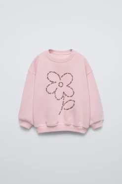 Niños ZARA 1½ - 6 Años·Sudaderas|6 - 18 Meses·Sudaderas<SUDADERA FLOR BORDADO TEXTO