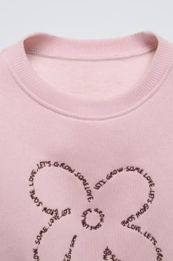 Niños ZARA 1½ - 6 Años·Sudaderas|6 - 18 Meses·Sudaderas<SUDADERA FLOR BORDADO TEXTO