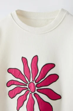 Niños ZARA 6 - 14 Años·Sudaderas<SUDADERA FLOR Y TEXTO