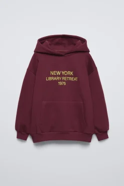 Niños ZARA 6 - 14 Años·Sudaderas|6 - 14 Años·Deporte / Jogging<SUDADERA FORRADA CAPUCHA TEXTO