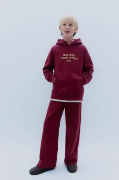 Niños ZARA 6 - 14 Años·Sudaderas|6 - 14 Años·Deporte / Jogging<SUDADERA FORRADA CAPUCHA TEXTO