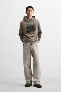 Outlet SUDADERA LAVADA ESTAMPADO Hombre Sudaderas