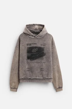 Outlet SUDADERA LAVADA ESTAMPADO Hombre Sudaderas