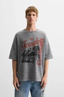 Hot SUDADERA LAVADA ESTAMPADO TEXTO Hombre Sudaderas|Camisetas