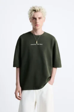 Fashion SUDADERA LAVADA TEXTO Hombre Sudaderas|Camisetas