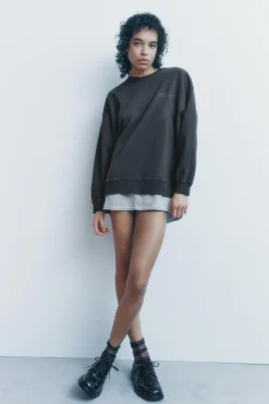 Sale SUDADERA LAVADA TEXTO Mujer Sudaderas / Joggers