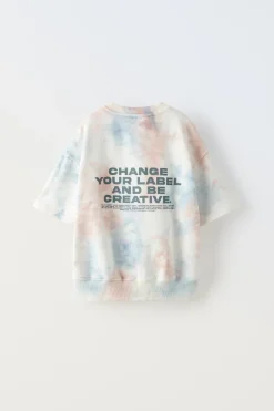 Niños ZARA 6 - 14 Años·Camisetas|6 - 14 Años·Sudaderas<SUDADERA MANGA CORTA TIE DYE TEXTO