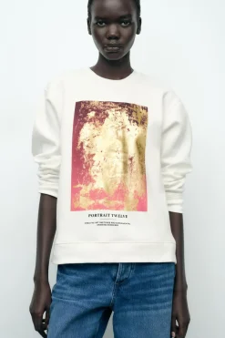 Clearance SUDADERA METALIZADA DELANTERO Mujer Sudaderas / Joggers