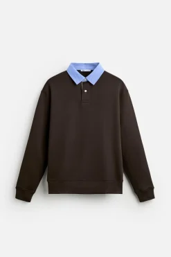 Fashion SUDADERA POLO CUELLO COMBINADO Hombre Polos