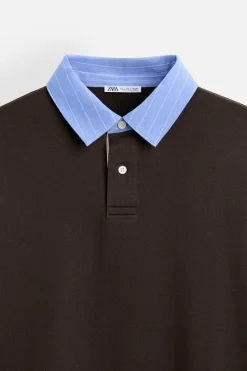 Fashion SUDADERA POLO CUELLO COMBINADO Hombre Polos