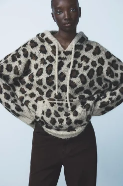 Clearance SUDADERA PUNTO JACQUARD ANIMAL Mujer Cárdigan / Jerséis|Punto