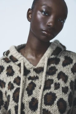 Clearance SUDADERA PUNTO JACQUARD ANIMAL Mujer Cárdigan / Jerséis|Punto