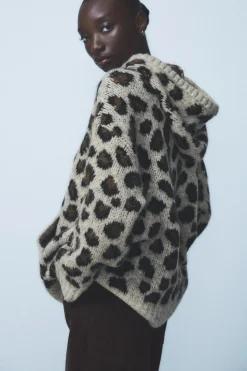 Clearance SUDADERA PUNTO JACQUARD ANIMAL Mujer Cárdigan / Jerséis|Punto