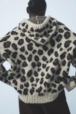 Clearance SUDADERA PUNTO JACQUARD ANIMAL Mujer Cárdigan / Jerséis|Punto