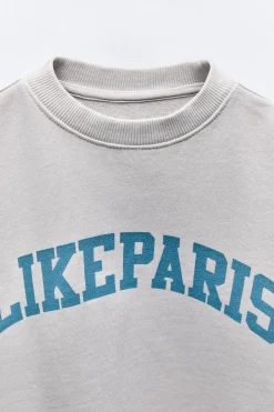 Niños ZARA 6 - 14 Años·Sudaderas<SUDADERA TEXTO CRAQUELADO