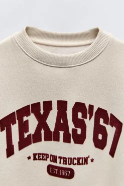 Niños ZARA 6 - 14 Años·Sudaderas<SUDADERA TEXTO FLOCK