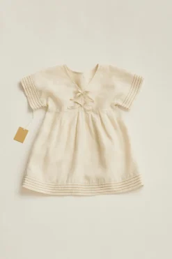 Niños ZARA 1½ - 6 Años·Vestidos / Petos|6 - 18 Meses·Vestidos / Monos<TIMELESZ- VESTIDO LINO PESPUNTES