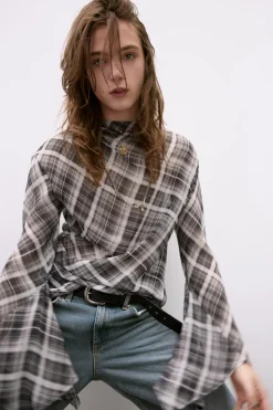 Clearance TOP ASIMÉTRICO CUADROS Mujer Tops / Bodies|Lenceria