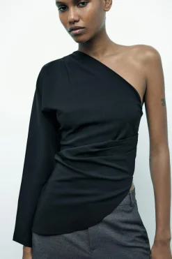 Outlet TOP ASIMÉTRICO DRAPEADO Mujer Tops / Bodies