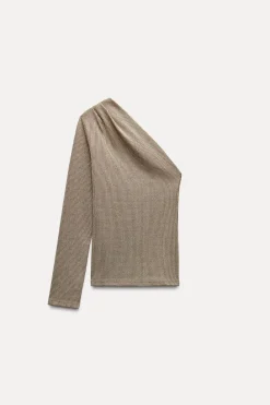 Online TOP ASIMÉTRICO METALIZADA TEXTURA Mujer Tops / Bodies