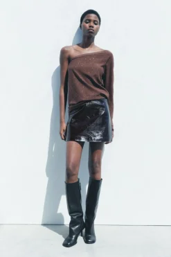 Clearance TOP ASIMÉTRICO PUNTO BRILLOS Mujer Cárdigan / Jerséis|Punto