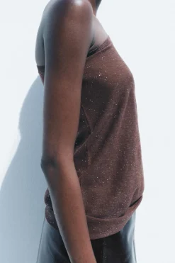 Clearance TOP ASIMÉTRICO PUNTO BRILLOS Mujer Cárdigan / Jerséis|Punto