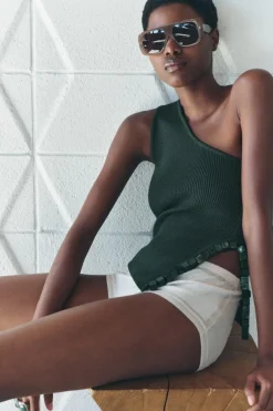 Discount TOP ASIMÉTRICO PUNTO CUT OUT BOLAS Mujer Tops / Bodies