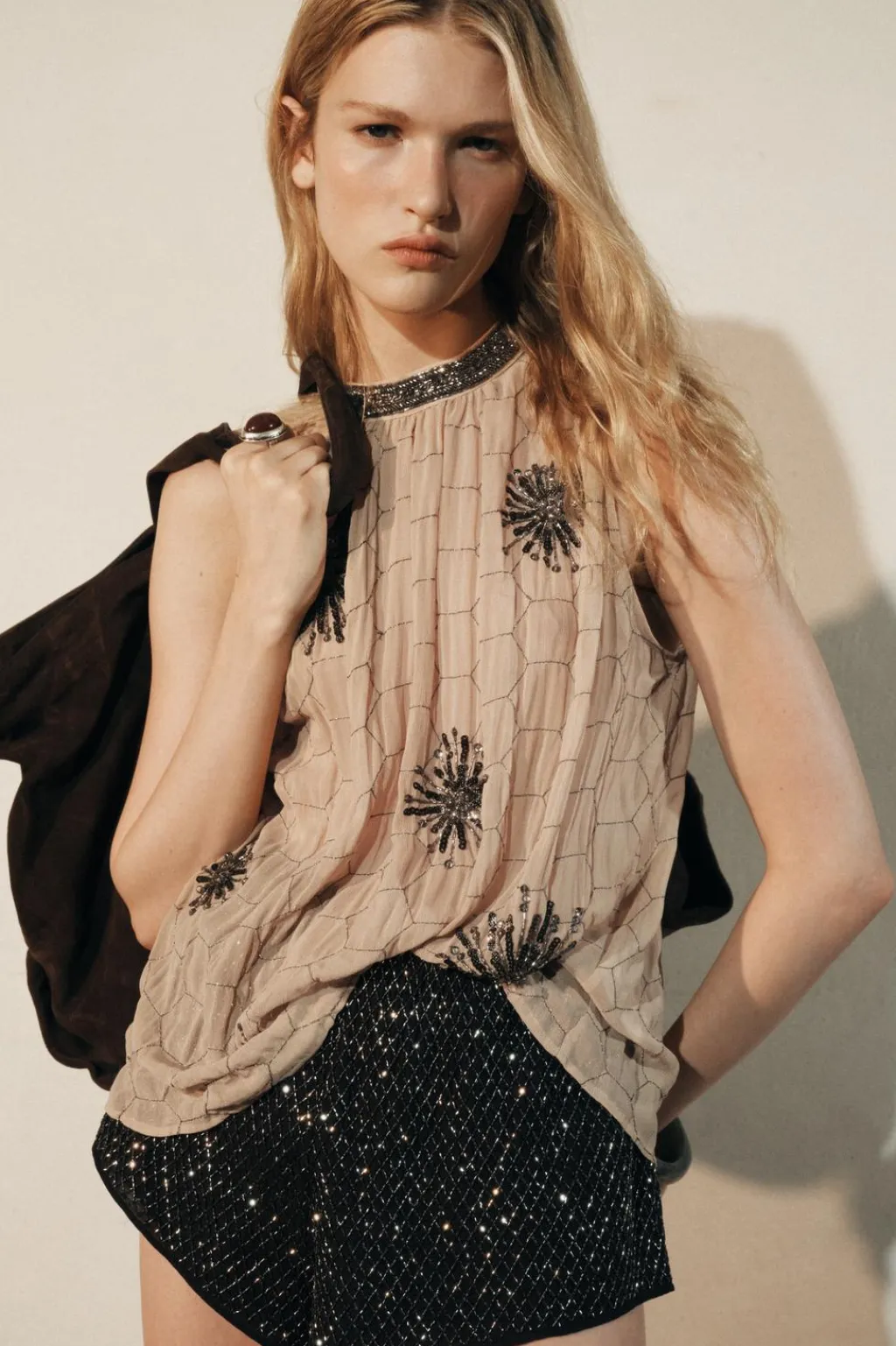 Fashion TOP BORDADOS FLOR ZW COLLECTION Mujer Tops / Bodies