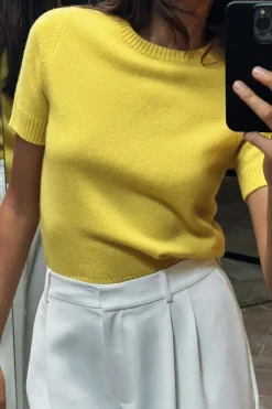 Best TOP BÁSICO 100% LANA MANGA CORTA Mujer Cárdigan / Jerséis|Punto