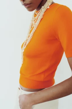 Outlet TOP BÁSICO MANGA CORTA PUNTO LISO Mujer Cárdigan / Jerséis|Punto